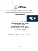 Relatório Solubilidade de Substâncias Polares e Apolares