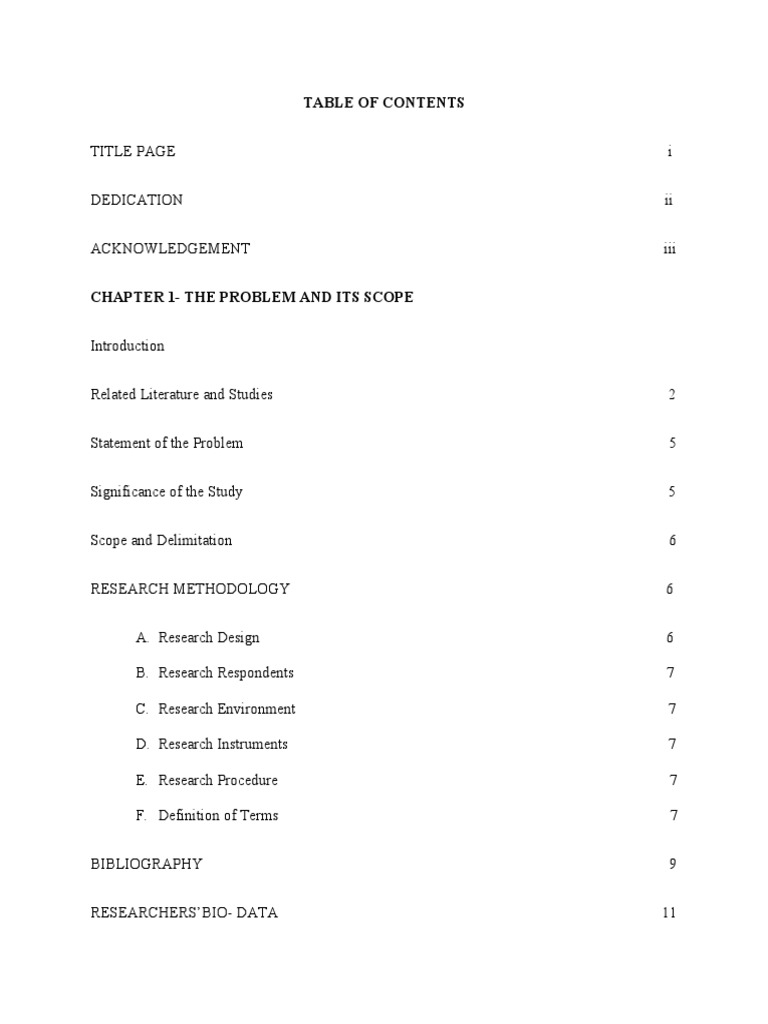 Table of Contents PDF