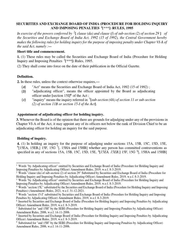 SEBI Inquiry and Penalty Procedures | PDF | Mail | Justice