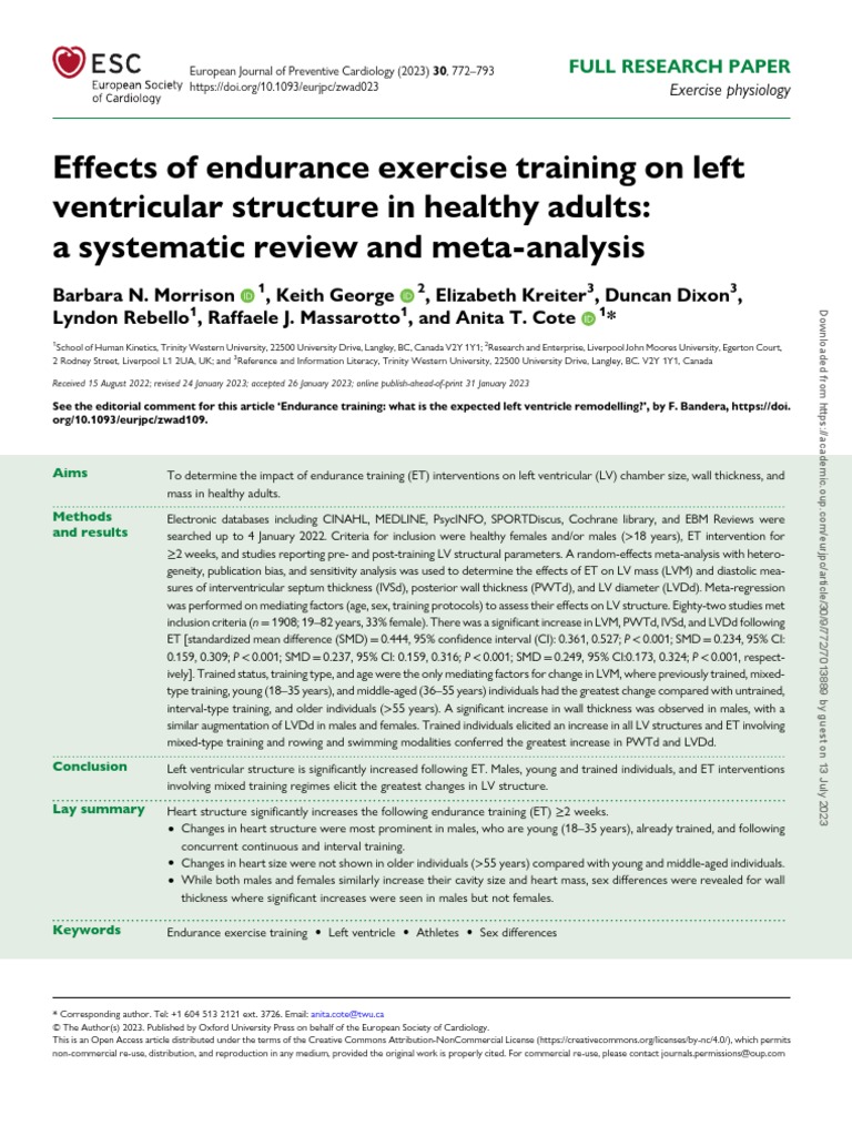 Effects of Endurance Exercise Training On Left Ventricular Structure in ...