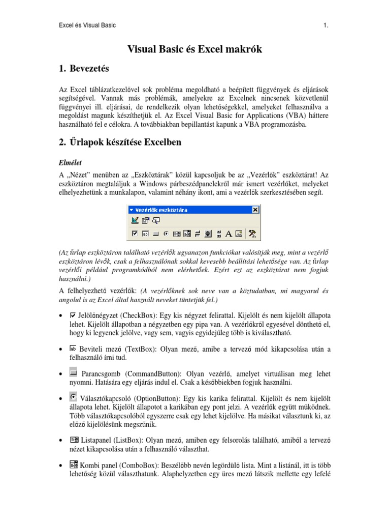 Visual Basic És Excel Makrók | PDF