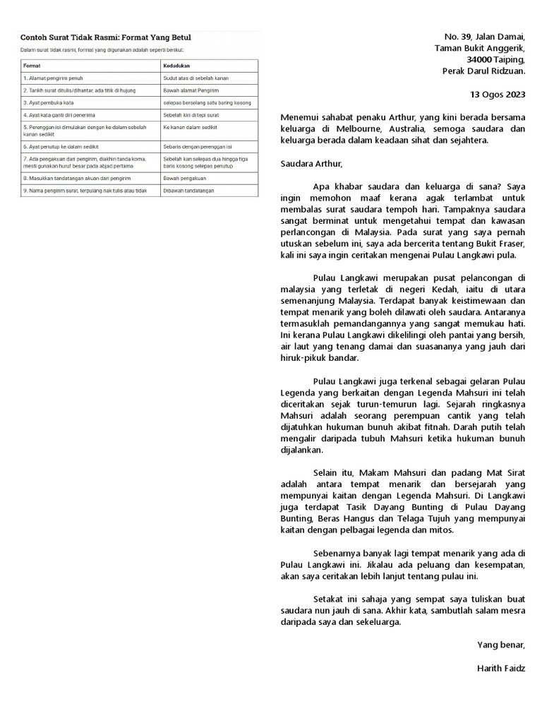 Format Surat Kiriman Tidak Rasmi Pdf