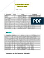 Calendario de Evaluaciones Segundo Semestre 2023