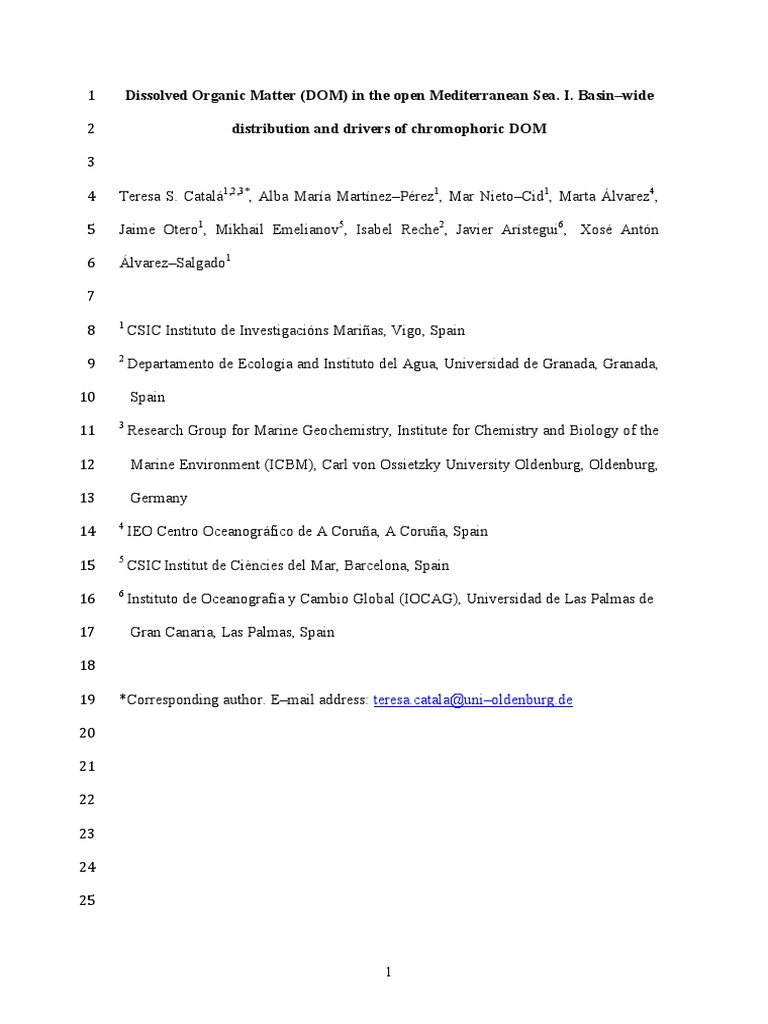 Dissolved Organic Matter 2018 | PDF | Errors And Residuals ...