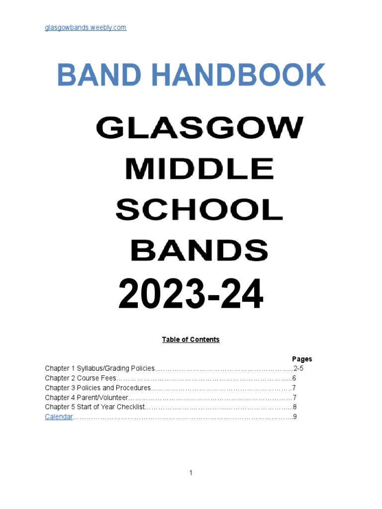 Glasgow Middle School Band Handbook | PDF | Foreign Language Studies