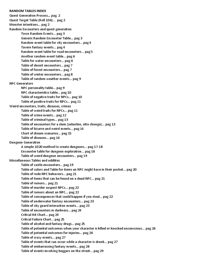 Comprehensive Random Tables Guide | PDF | Rain | Tornadoes