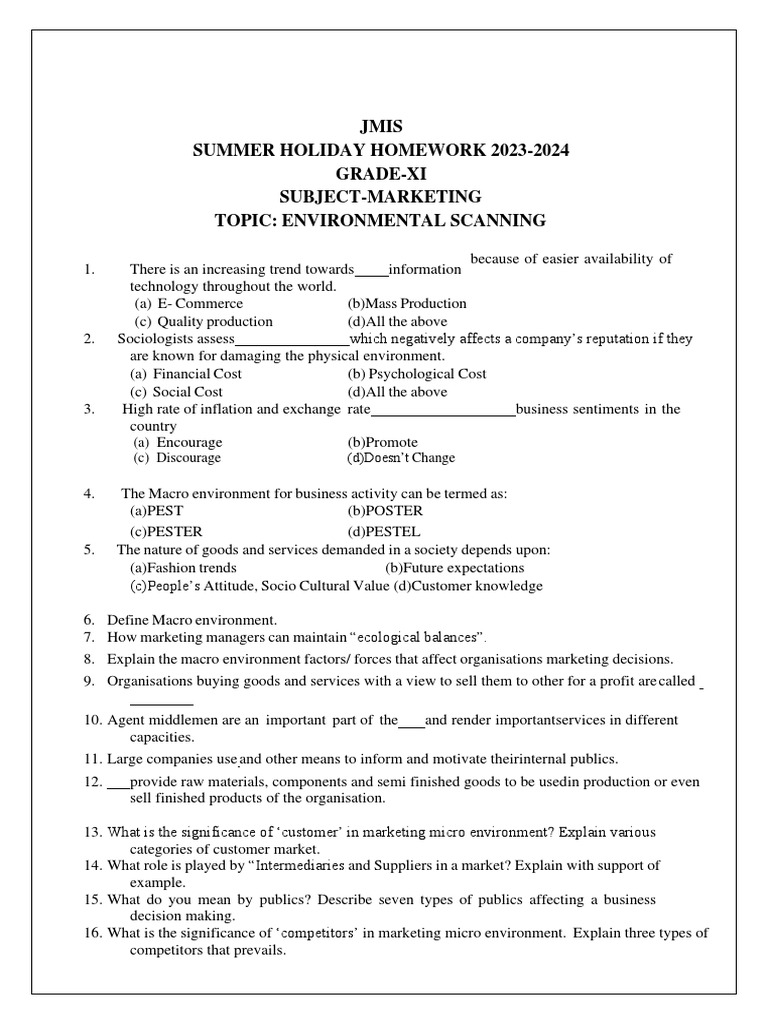 11 Marketing Holiday Homework | PDF