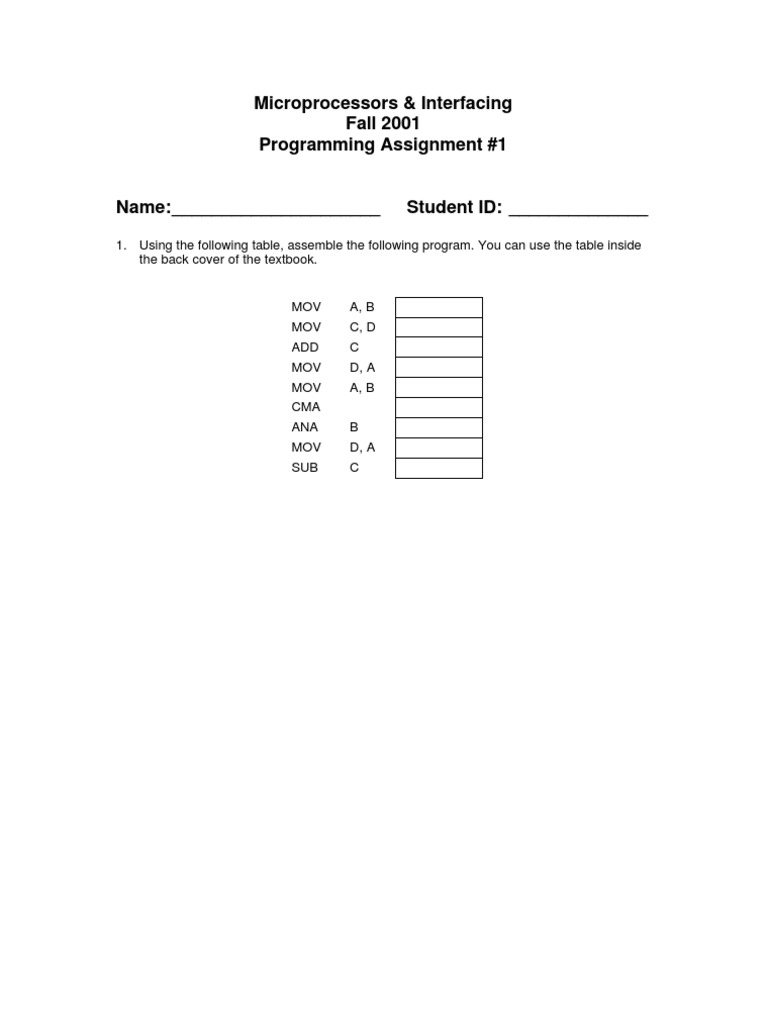 Microprocessor Programming Assignment 1 | PDF