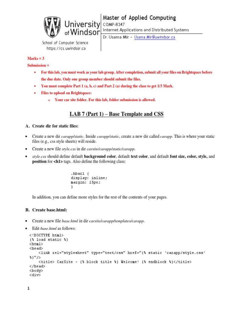 Lab 7 - Templates With CSS and Forms | PDF | Computer File | Cyberspace
