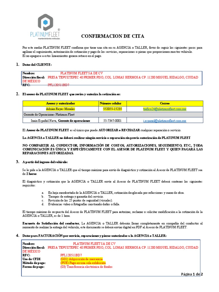 Confirmación de Cita Con Taller | PDF | Finanzas y dinero