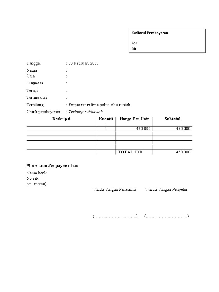 Kwitansi Klinik | PDF