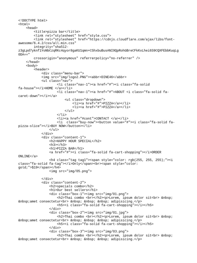 Doctype html download free pdf pizza bread dishes