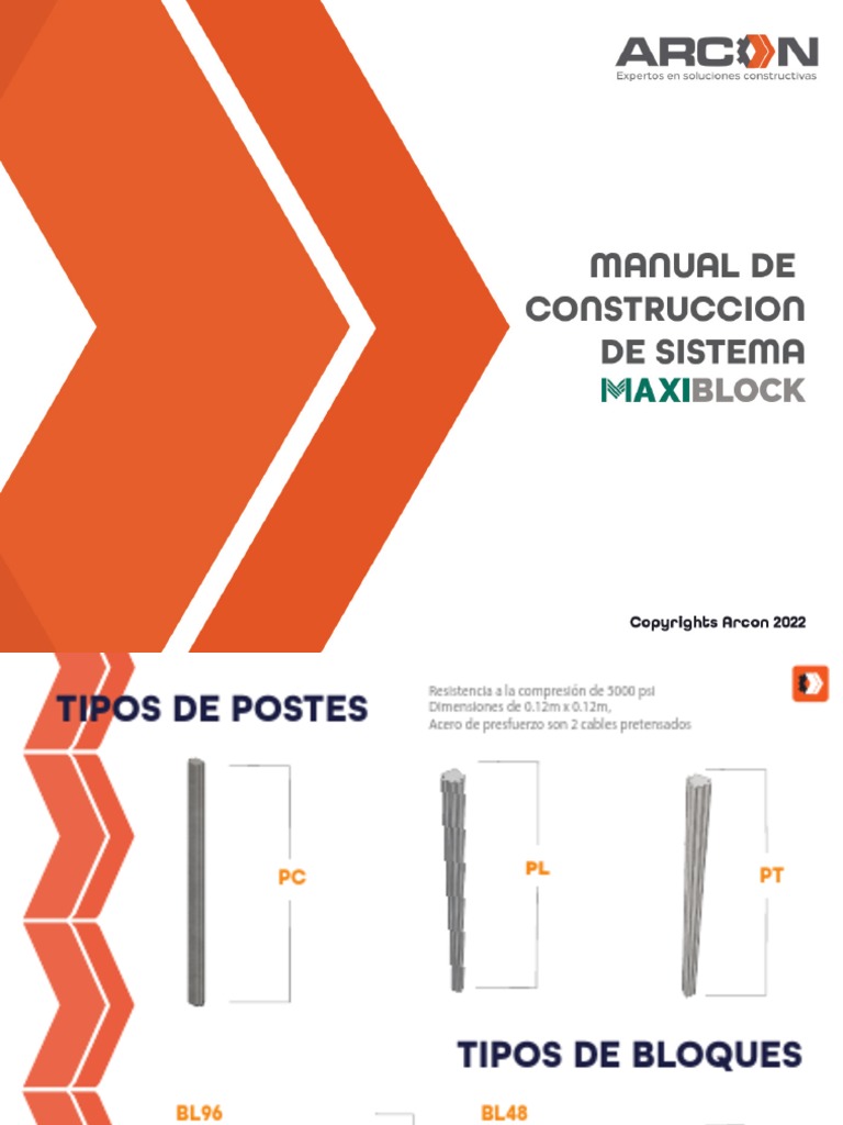 Tipos de Bloques y Postes Maxiblok | PDF | Viga (Estructura) | Acero
