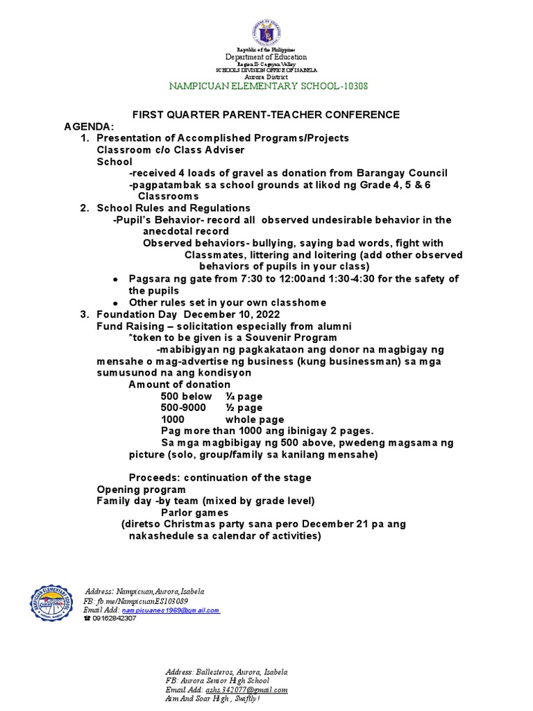 SPTA Meeting Agenda Overview | PDF