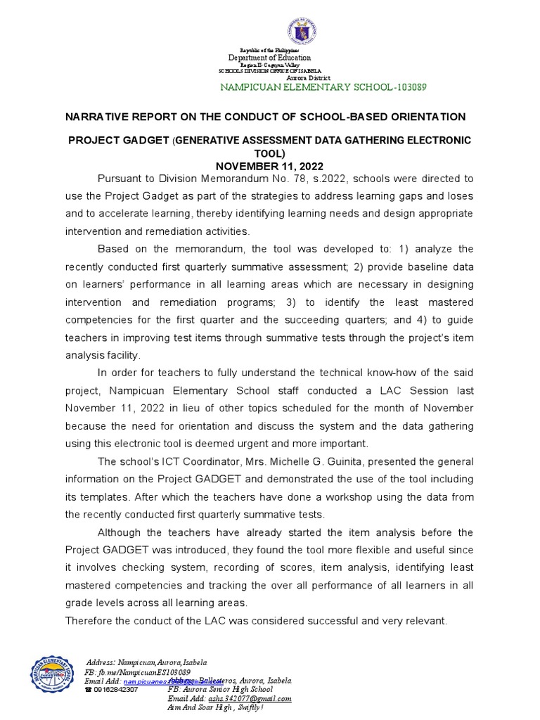 Project Gadget Orientation Report | PDF | Educational Technology | Learning