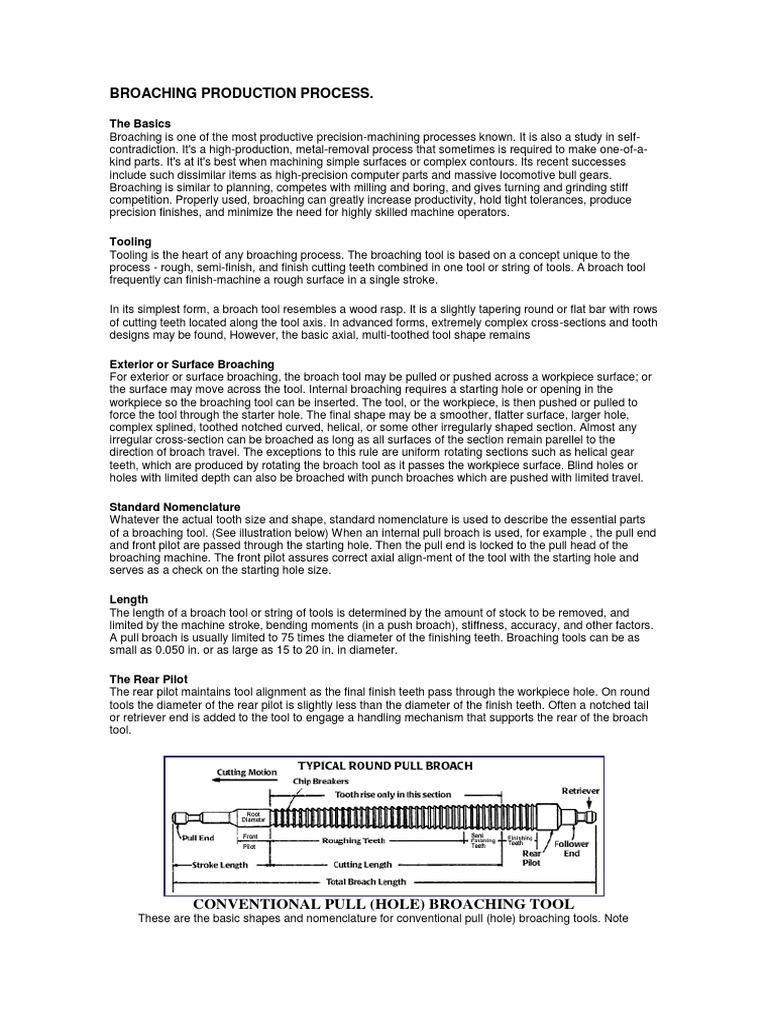 Broaching Production Process Pdf Machining Metals