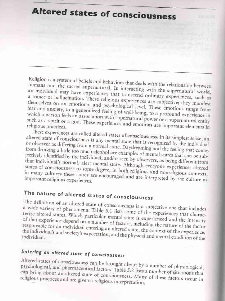 Exploring Altered States of Consciousness | PDF | Fasting | Yom Kippur