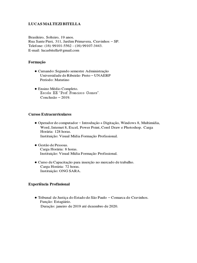 Currículo de Lucas Maltezi Bitella | PDF | Carreira e Crescimento