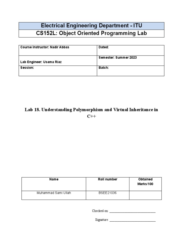 BSEE21036 Lab18a Oop | PDF | Inheritance (Object Oriented Programming ...