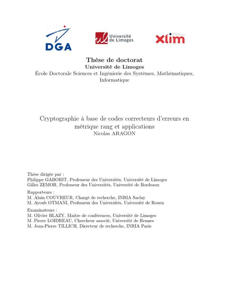 Cryptographie par codes correcteurs | PDF | Technique du renseignement ...