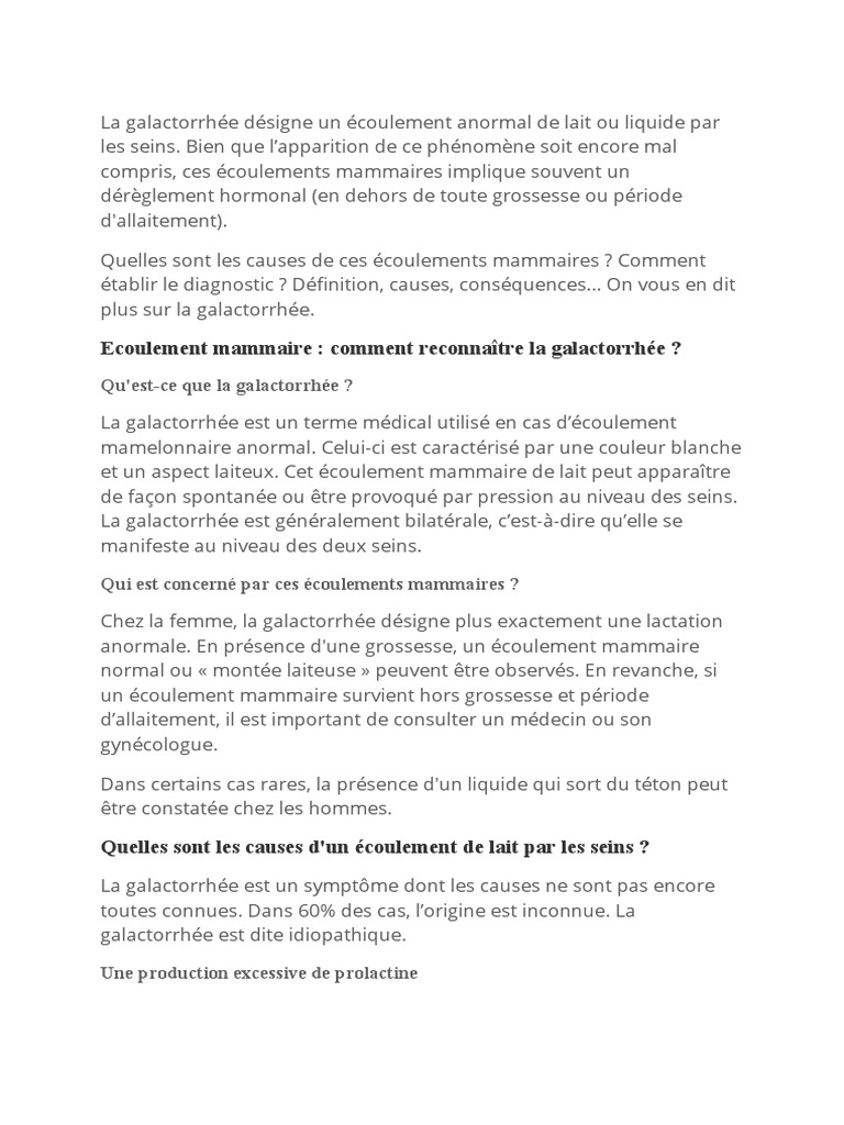 Comprendre la galactorrhe : causes et symptmes | PDF | Dveloppement  personnel