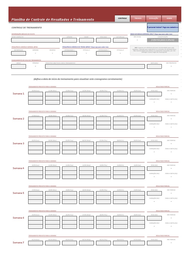 Controle de Treino2 HDT | PDF | Índice de massa corporal | Frequência ...