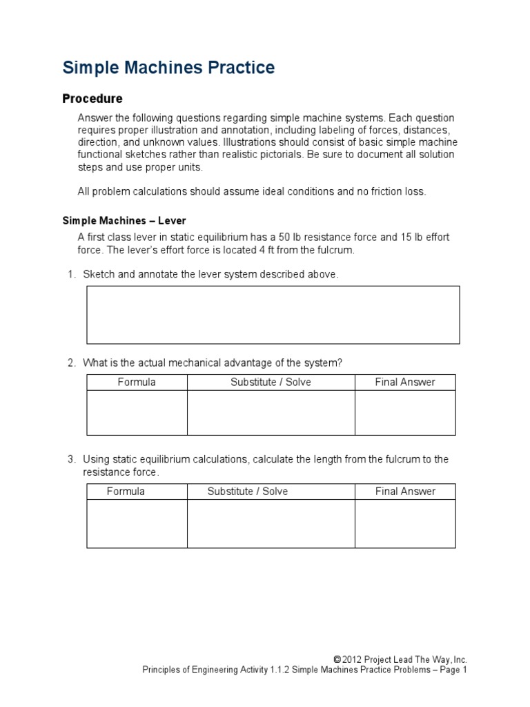 Lever Practice Problems and Solutions | PDF | Lever | Machines