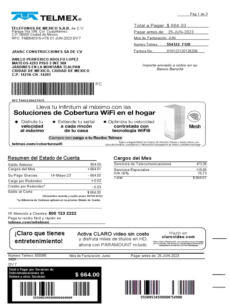 Comprobante de domicilio telmex pdf