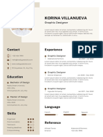 White and Beige Minimalist Graphic Designer Professional CV Resume
