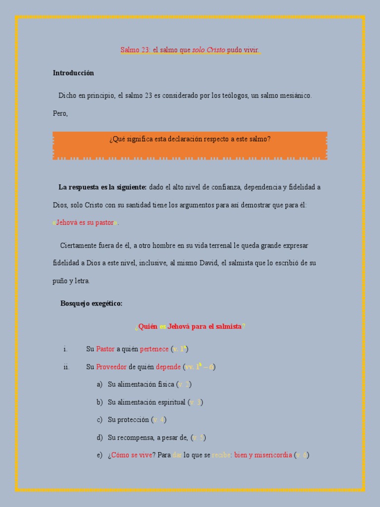 Salmo 23 | PDF | Salmos | David
