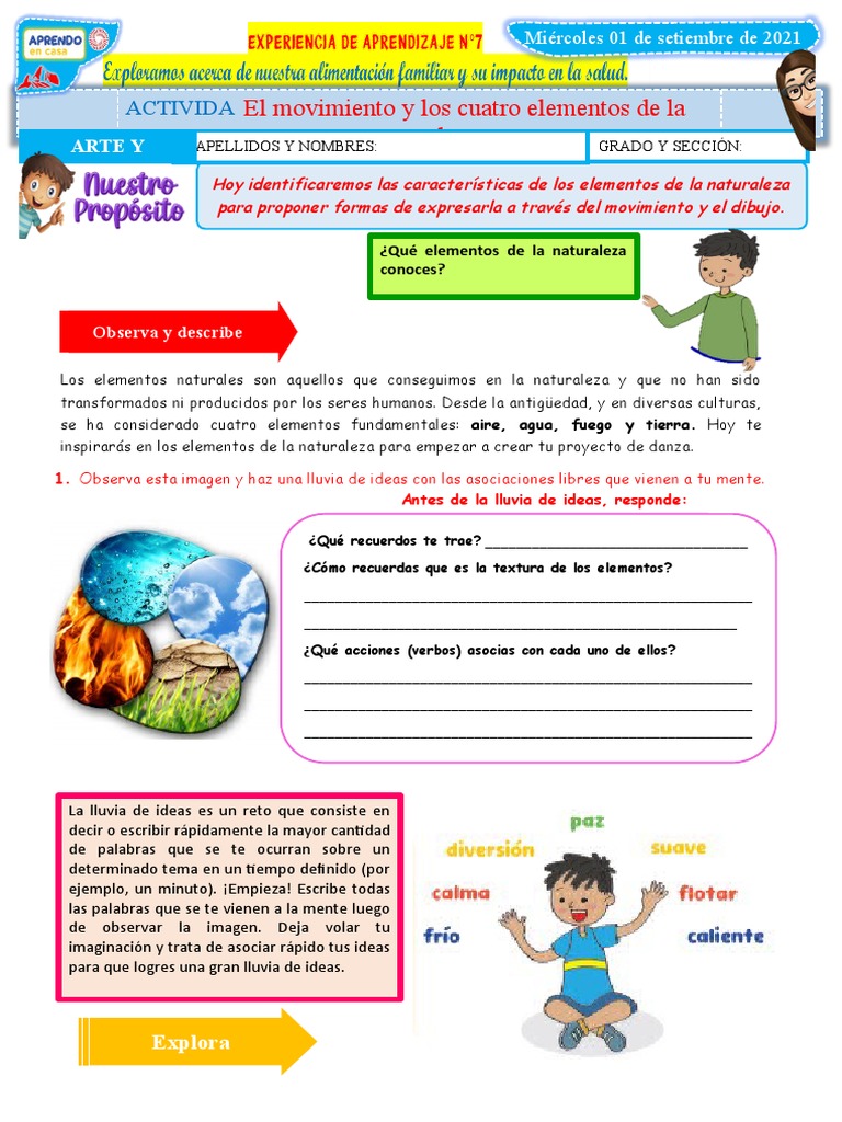DIA 3 El movimiento y los cuatro elementos de la naturaleza. | PDF ...
