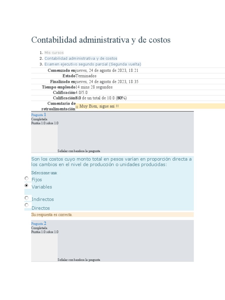 Contabilidad Administrativa Y De Costos Semana 2 Pdf