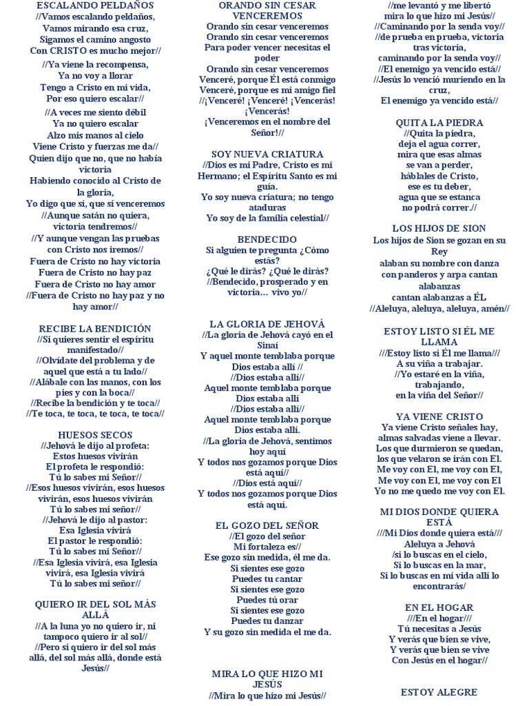 Letras de Coros Cristianos | PDF | Oración | Cristo (título)