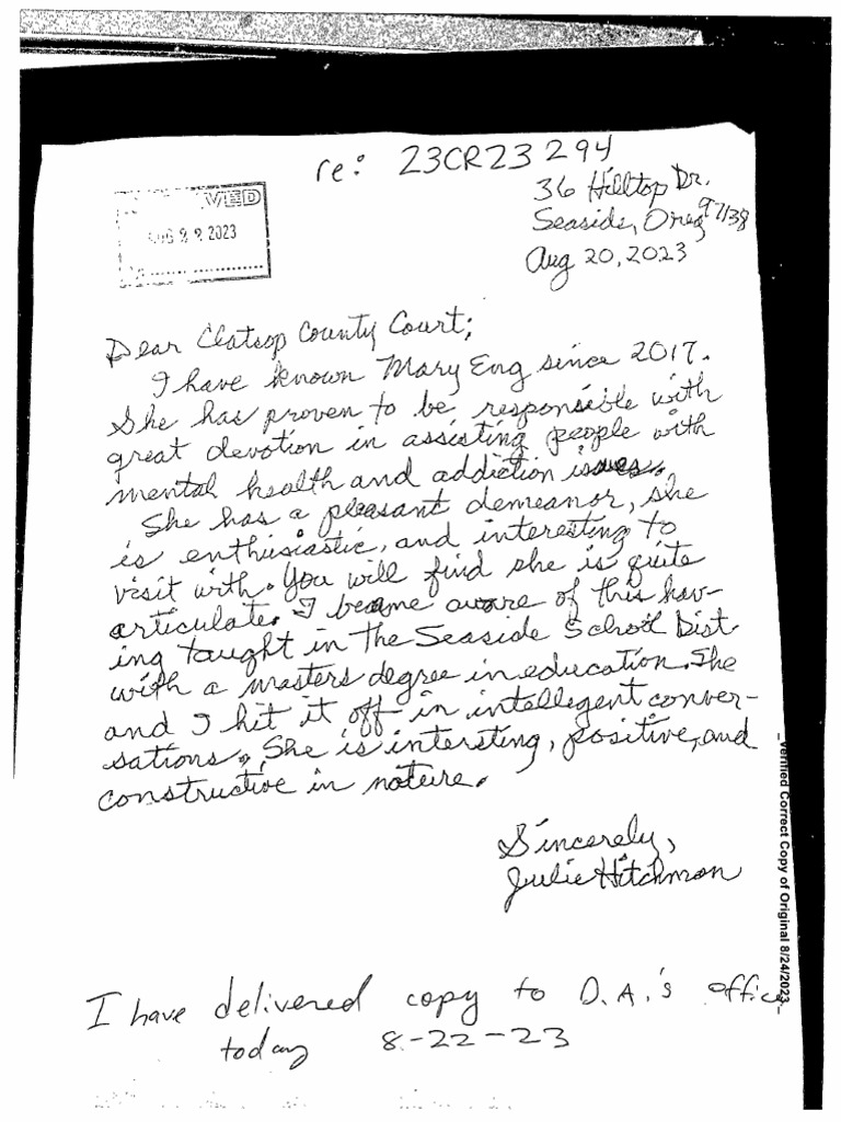 Whistleblower Retaliation Clatsop County 23CR23294 Def Docs