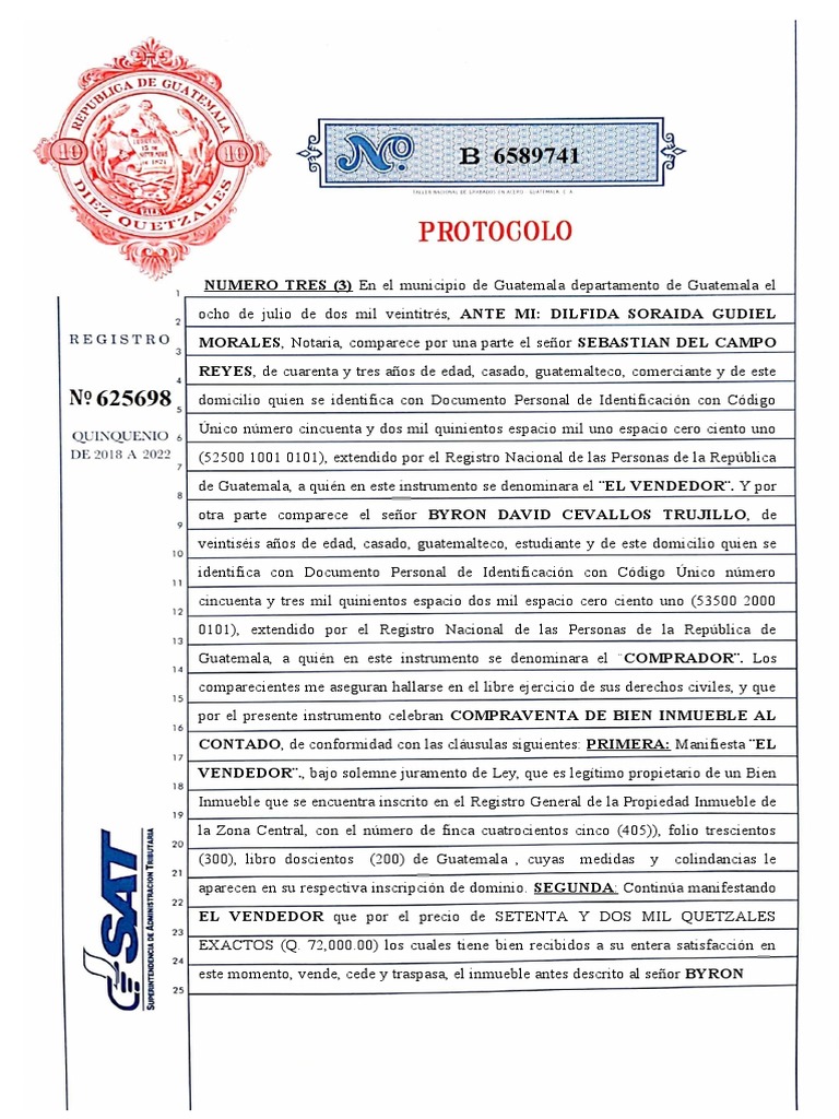 Compraventa de Inmueble en Guatemala | PDF | Guatemala | Justicia