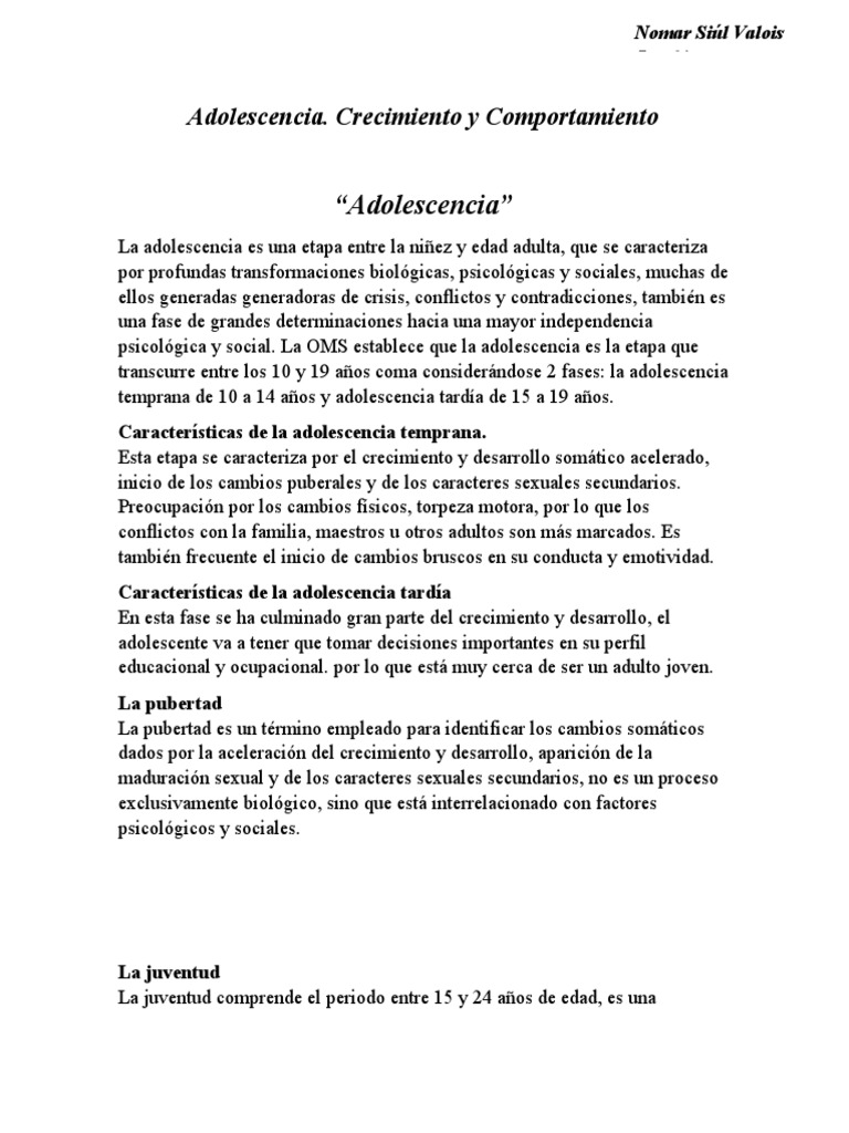 Adolescencia: Crecimiento y Salud Integral | PDF | Adolescencia | Pubertad