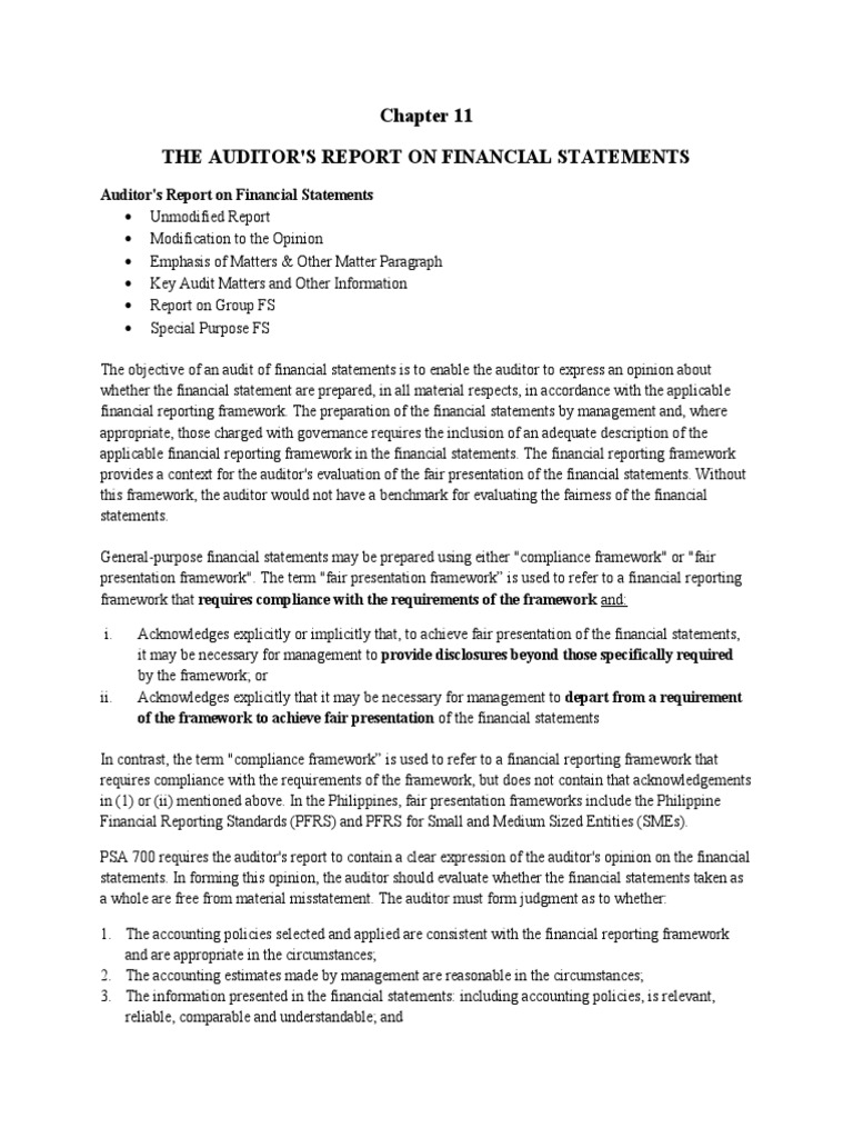 Audit reports on financial statements pdf