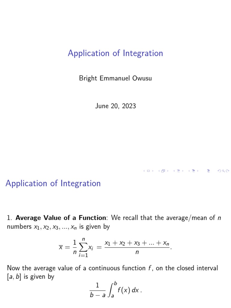 Application of Integration | PDF