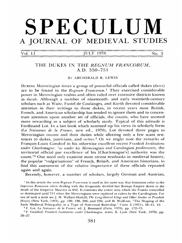 Speculum A Journal of Medieval Studies PDF Franks Duke