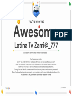 Google Interland Latina TV Zami@ 777 Certificate of Awesomeness