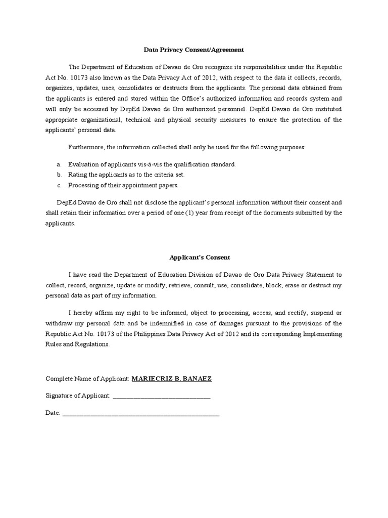 Data privacy consentagreement pdf