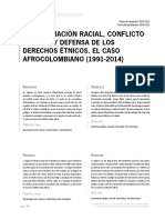 Discriminación Racial, Conflicto Armado Y Defensa de Los Derechos Étnicos. El Caso AFROCOLOMBIANO (1991-2014)