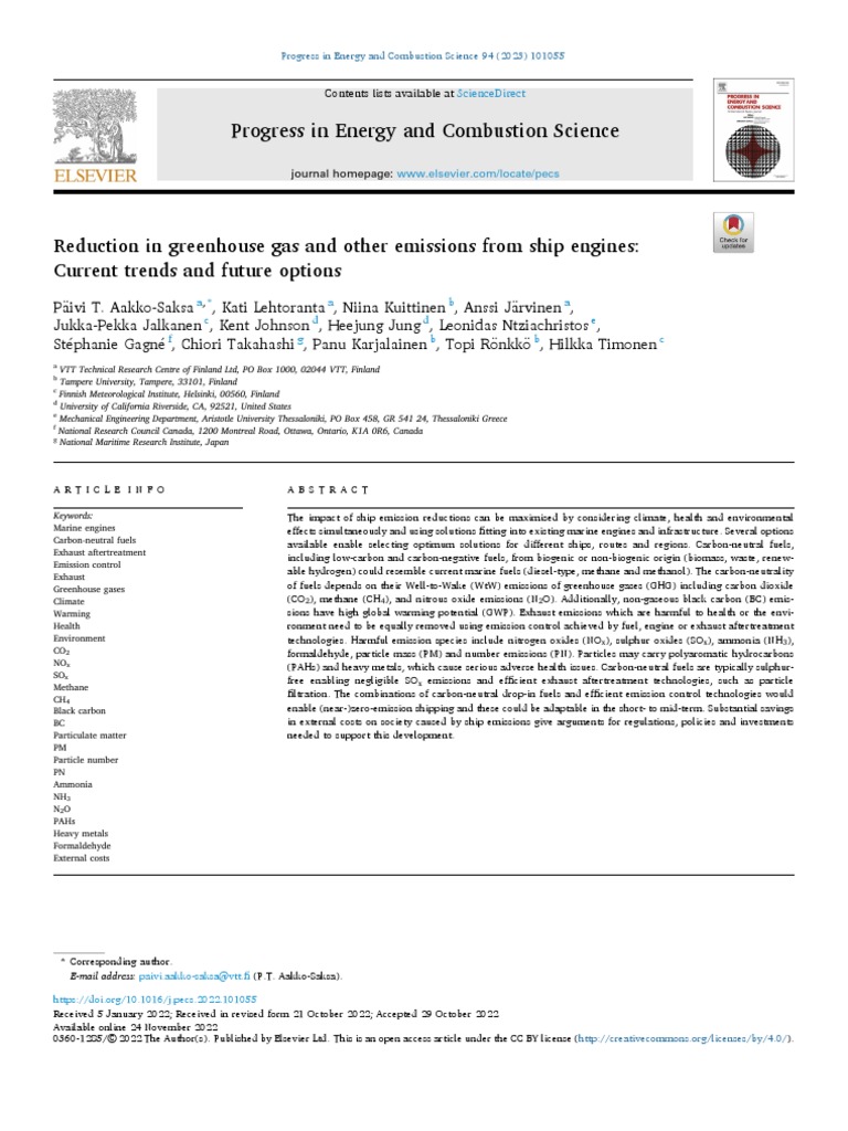 Emission Reduction in Marine Engines | PDF | N Ox | Air Pollution