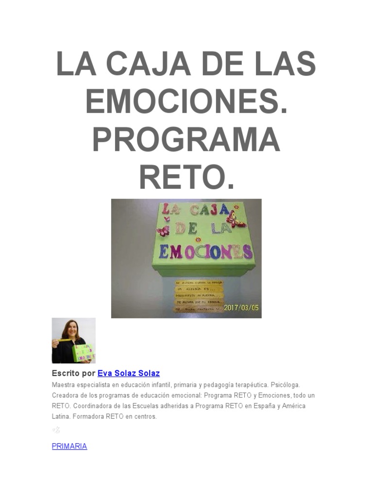 La Caja de las Emociones en Educación | PDF | Las emociones | Educación ...