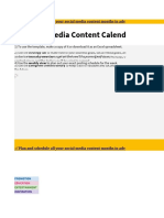 Social Media Content Calendar (To Use The Template, Click The - File - Tab and Select - Make A Copy... - )