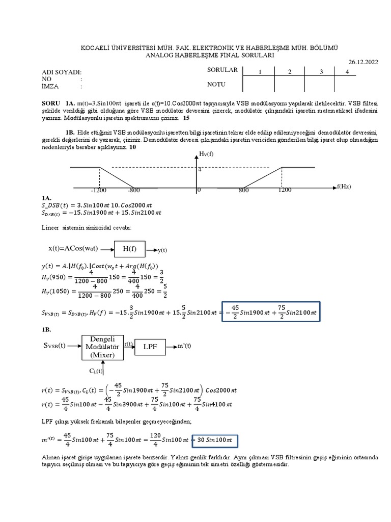 H (F) X (T) Acos (W T) | PDF
