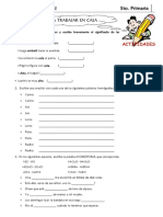 Actividades de HOMONIMIA 5to. Grado PDF