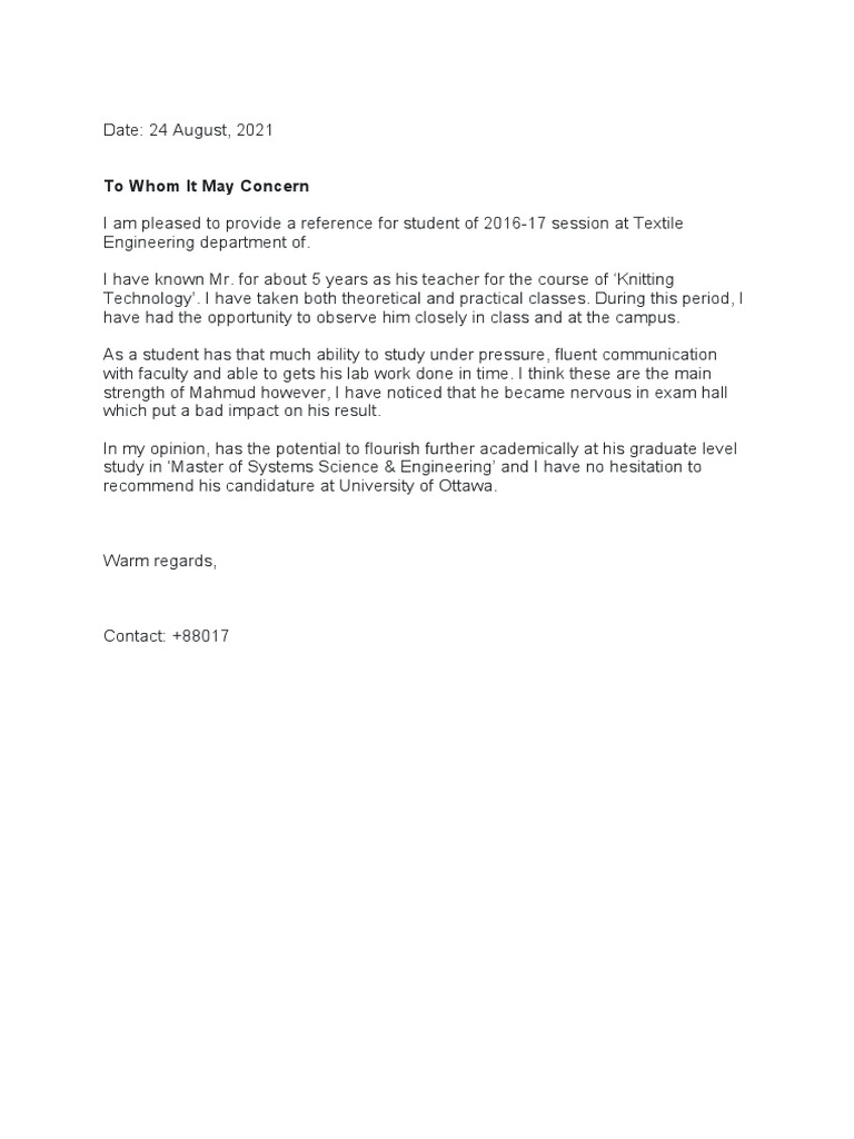 Reference Letter PDF