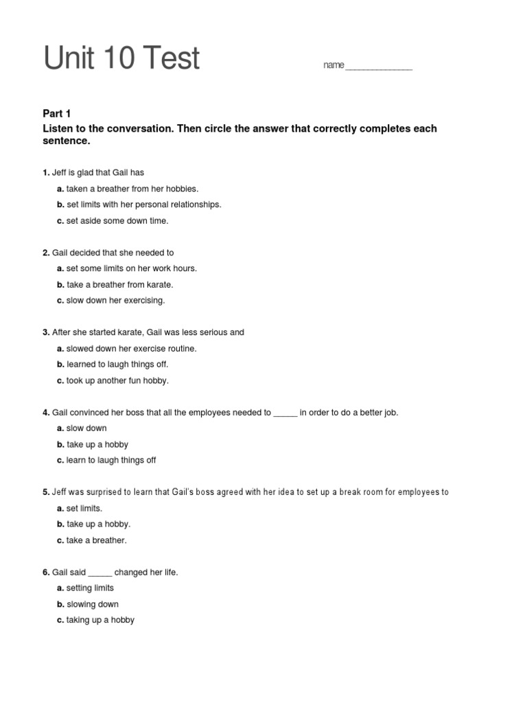 Summit 1B Test - Unit 10 (WWW - Languagecentre.ir) | PDF