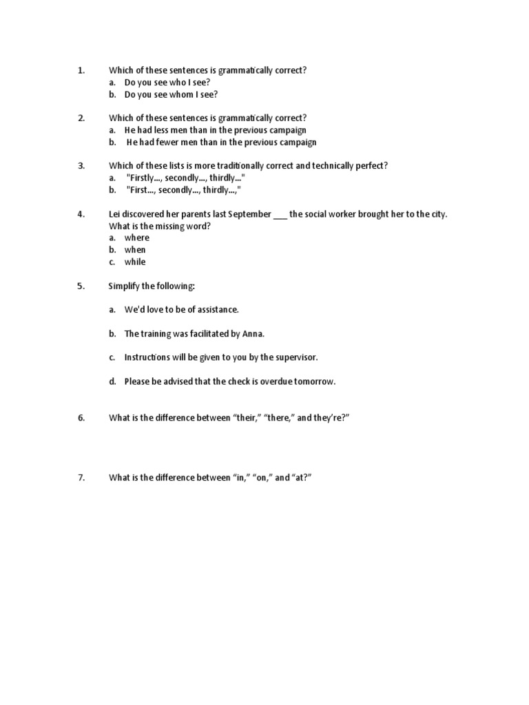Writing Test PDF